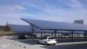 Supermarket parking solar panel electric car charging vehicle-to-grid